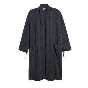 Nordstrom Long Open Front Pocket Cashmere Cardigan In Dark Gray Sz S & M New